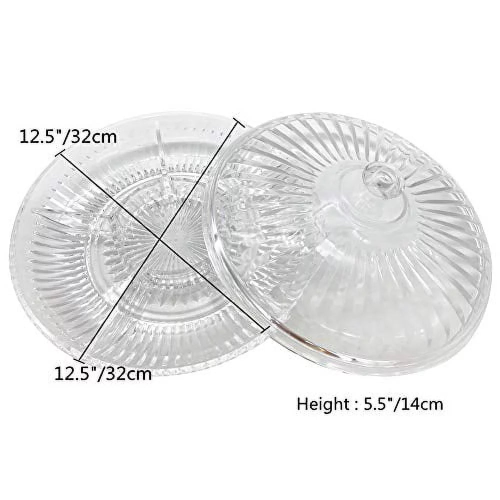 Creative Acrylic Multifunctional Party Snack Tray with Lid,Serving Dishes for Dried Fruits Nuts Candies Fruits,6-Compartment (Clear)