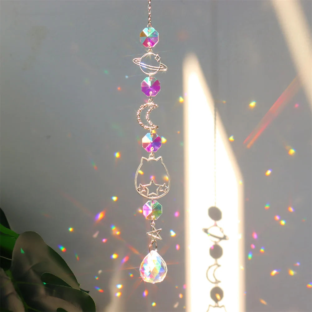 Sun Catcher Home Deocr Crystal Star Sun Wind Chimes Diamond Prisms Hanging Light Catcher Rainbow Make Window Curtains Pendant