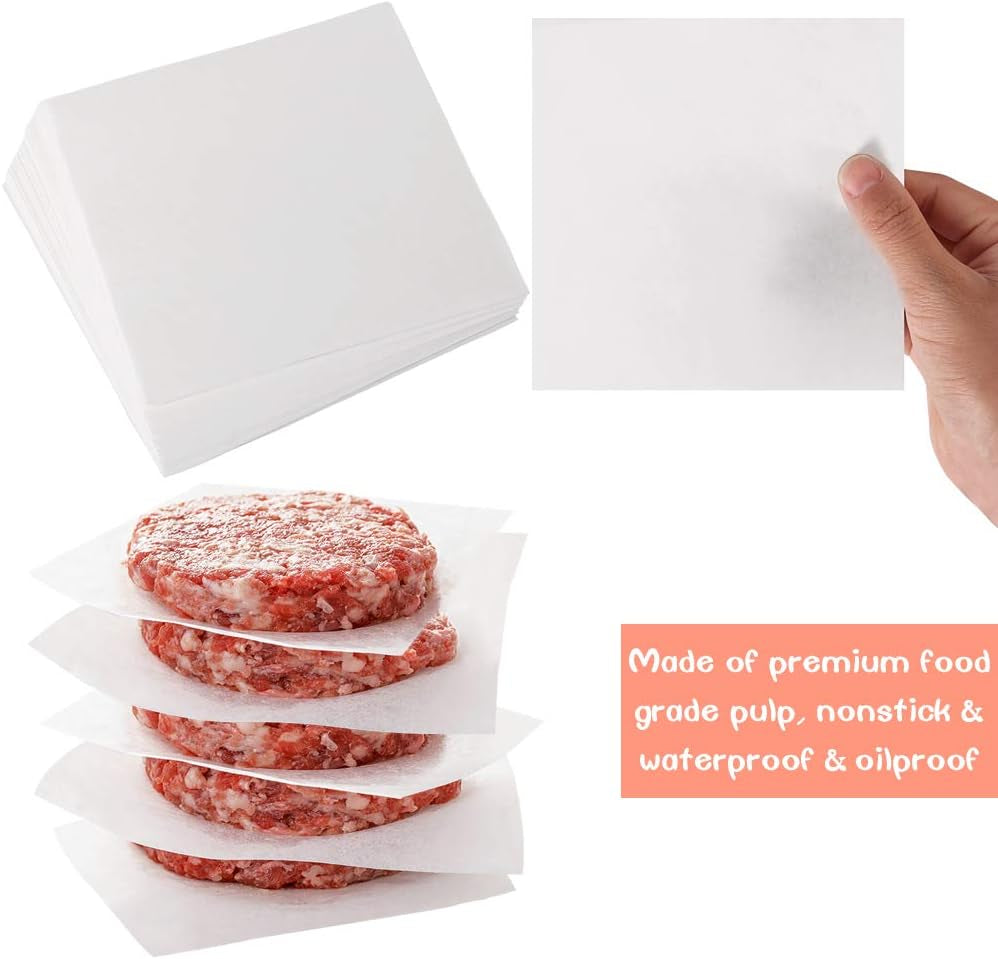 Square Patty Paper 4X4 Inch, Set of 300, Non Stick Patty Paper Sheets for Burger Press, Patty Serperate and Cake Baking,Freezing and Caramel Candy Wrappers