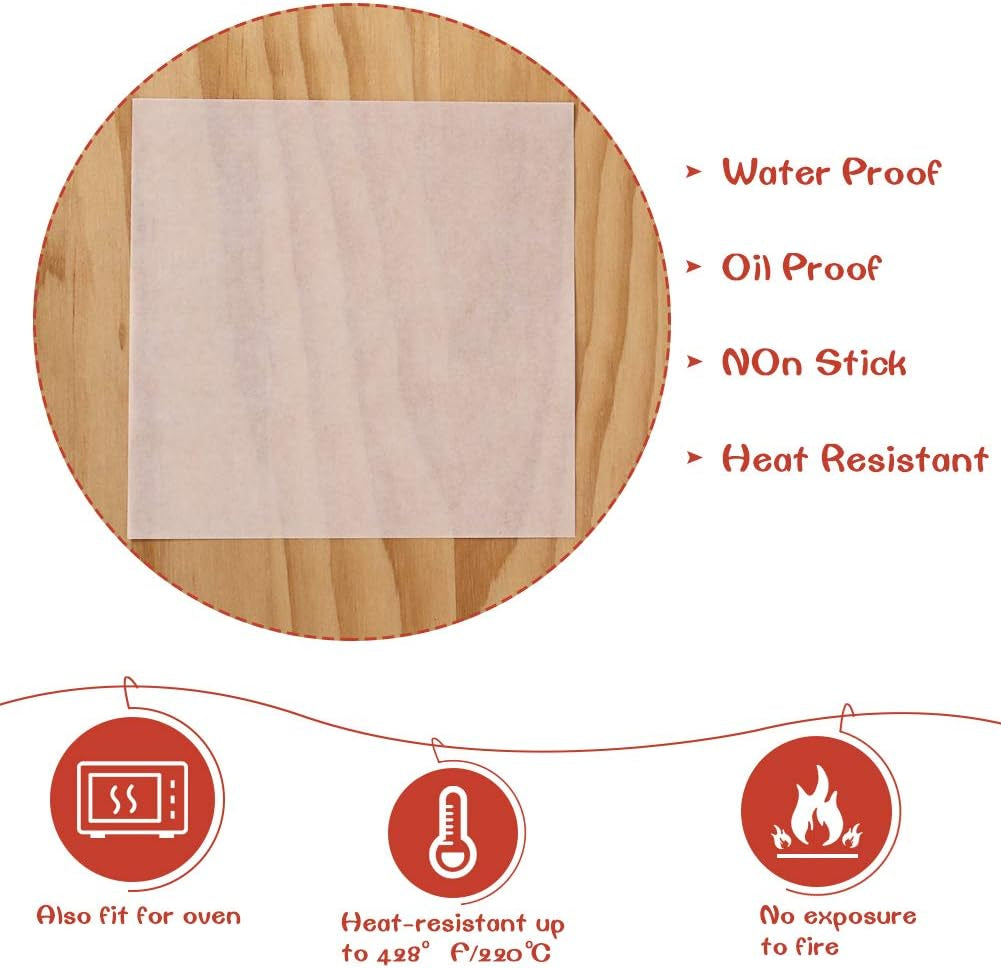 Square Patty Paper 4X4 Inch, Set of 300, Non Stick Patty Paper Sheets for Burger Press, Patty Serperate and Cake Baking,Freezing and Caramel Candy Wrappers