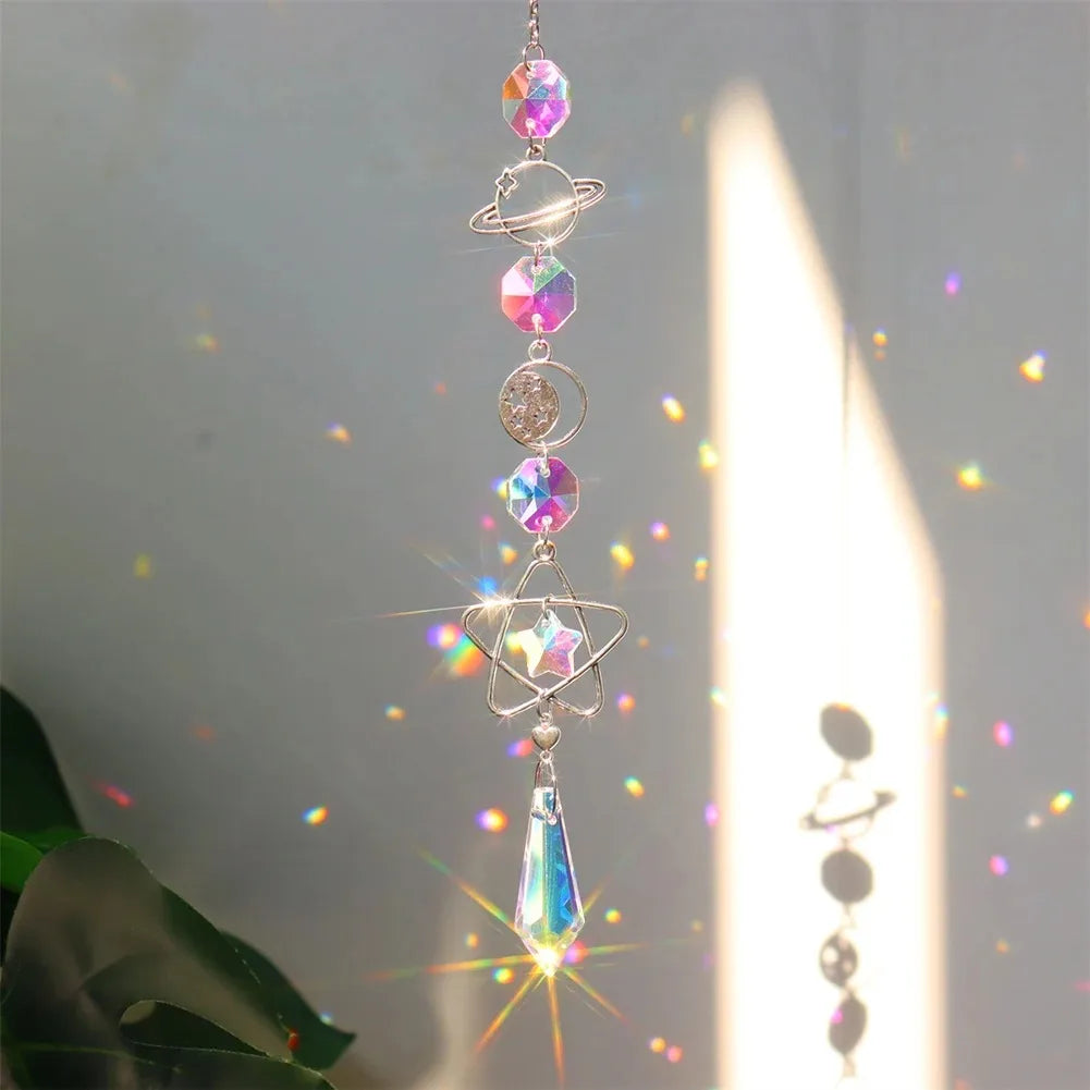 Sun Catcher Home Deocr Crystal Star Sun Wind Chimes Diamond Prisms Hanging Light Catcher Rainbow Make Window Curtains Pendant
