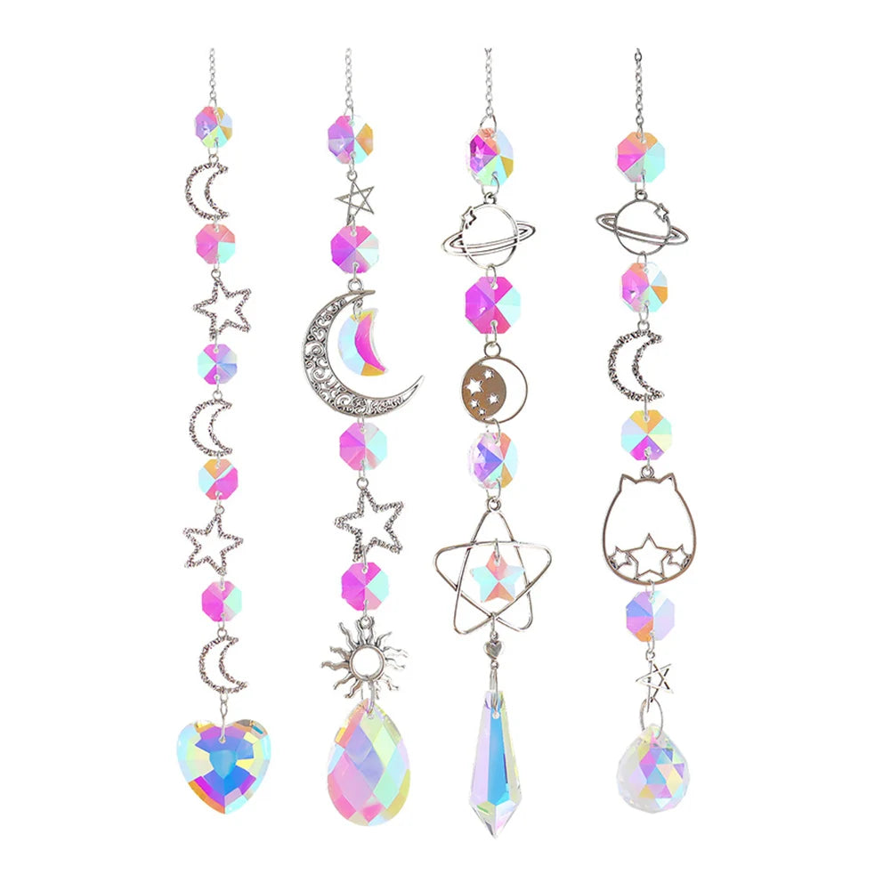 Sun Catcher Home Deocr Crystal Star Sun Wind Chimes Diamond Prisms Hanging Light Catcher Rainbow Make Window Curtains Pendant