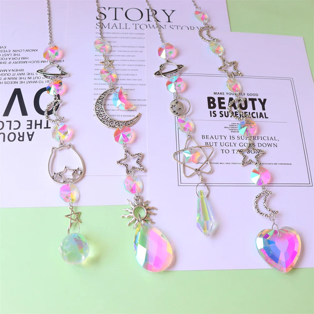 Sun Catcher Home Deocr Crystal Star Sun Wind Chimes Diamond Prisms Hanging Light Catcher Rainbow Make Window Curtains Pendant