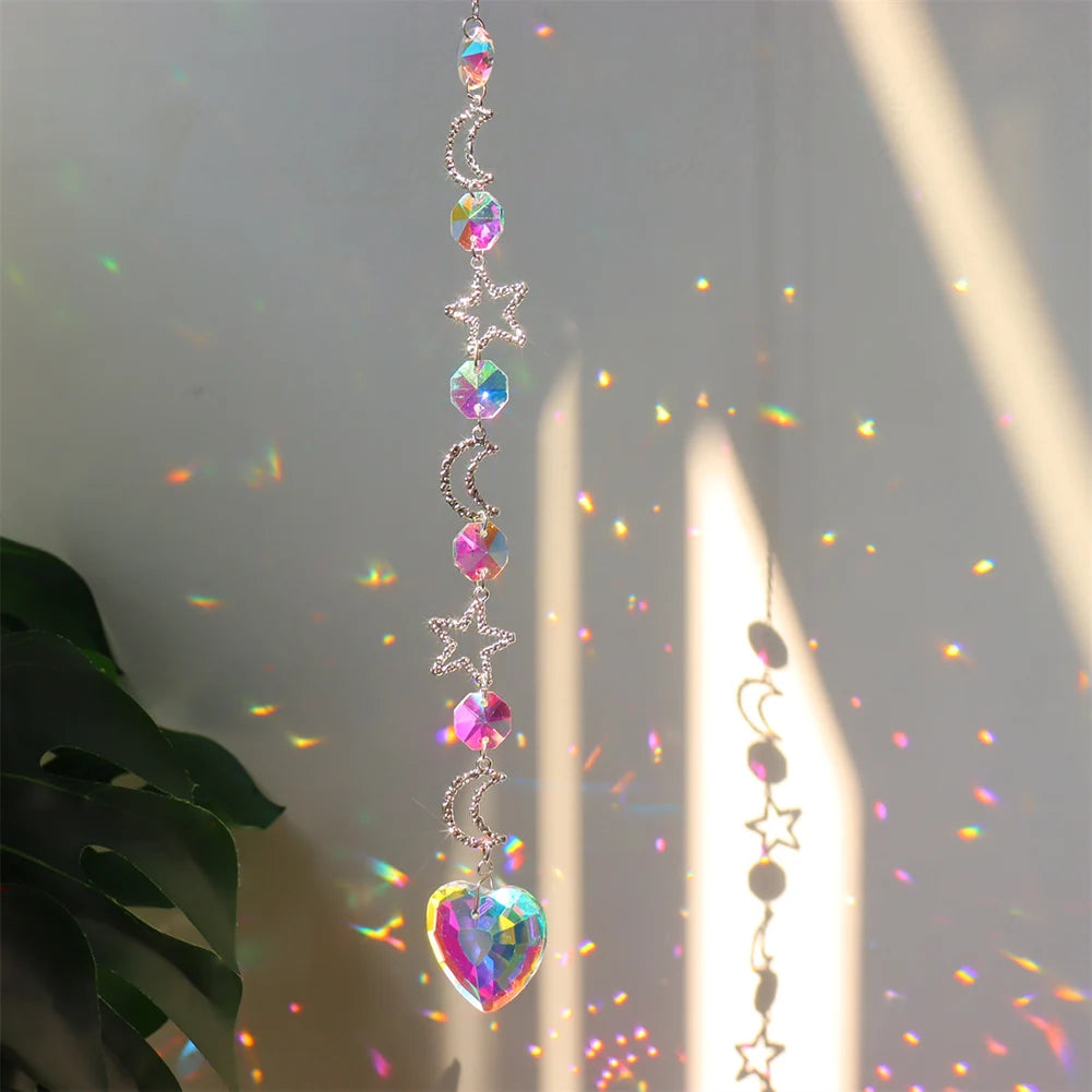 Sun Catcher Home Deocr Crystal Star Sun Wind Chimes Diamond Prisms Hanging Light Catcher Rainbow Make Window Curtains Pendant